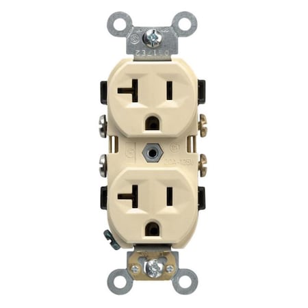 Gorgeousglow CBR20-00I 20 amp Decorative Duplex Receptacle  Ivory GO705619